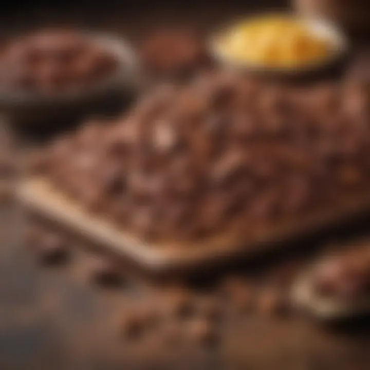 A vibrant marketplace showcasing various cacao products