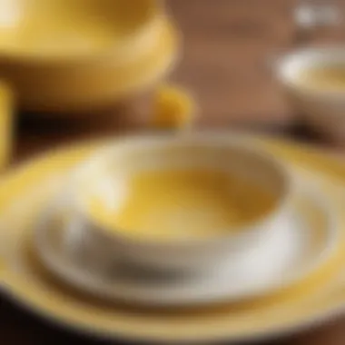 Intricate Design of Corelle Yellow Dinnerware Close-up of the intricate design on Corelle yellow dinnerware