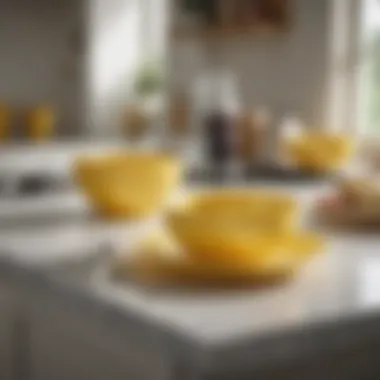 Corelle Yellow Dinnerware in a Modern Kitchen Corelle yellow dinnerware showcased in a modern kitchen environment