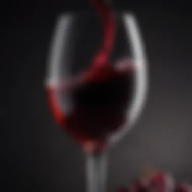 The Rich Color of Red Wine A close-up of a glass of red wine showcasing its rich color and texture