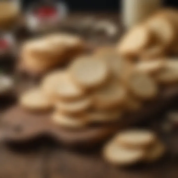 A selection of gluten-free cream cheese crackers displayed on a rustic wooden board