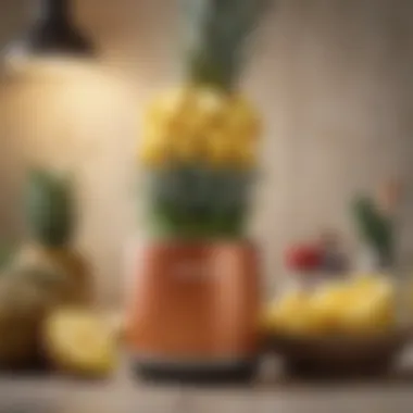 Blender with Pineapple Ingredients A blender filled with colorful ingredients including pineapple
