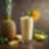 Vibrant pineapple smoothie garnished with fresh mint leaves