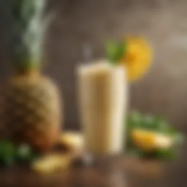 Vibrant pineapple smoothie garnished with fresh mint leaves
