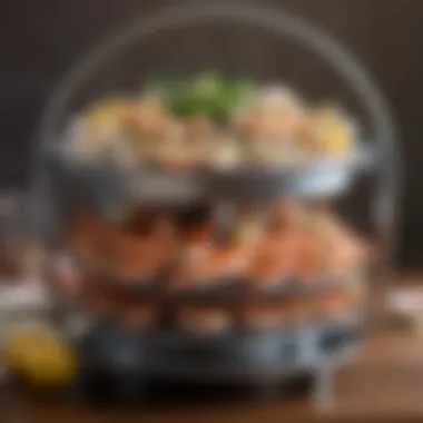 Seafood Delight in a Steamer Rack Steamer rack filled with seafood perfectly arranged