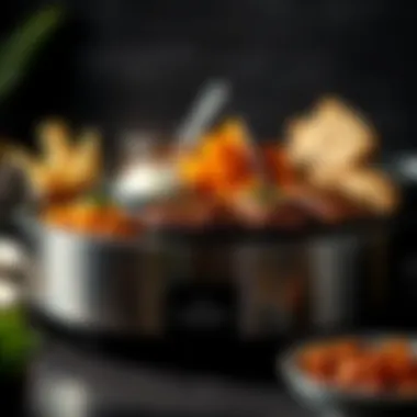 A variety of dishes prepared in a dual-compartment crock pot