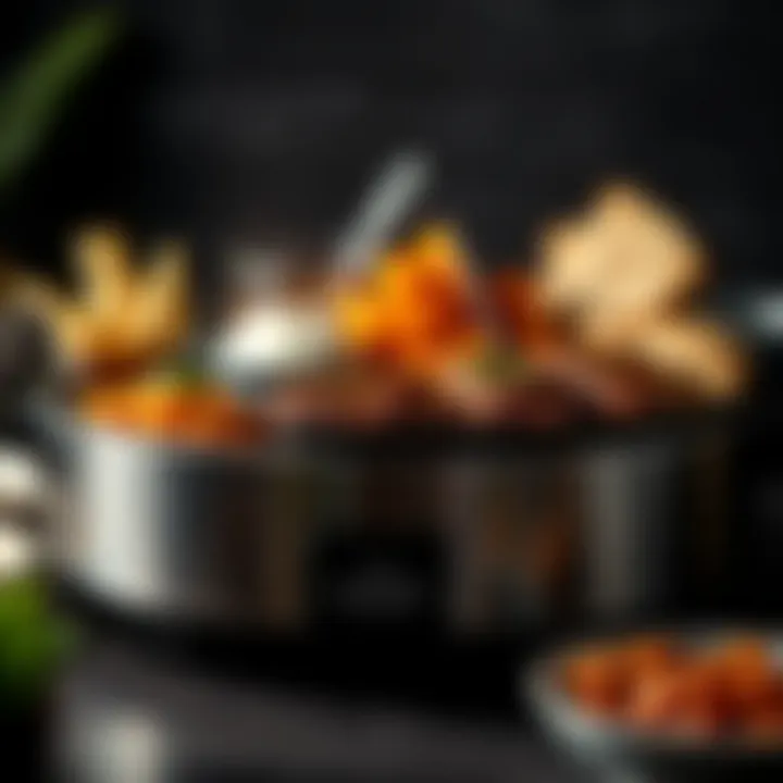 A variety of dishes prepared in a dual-compartment crock pot