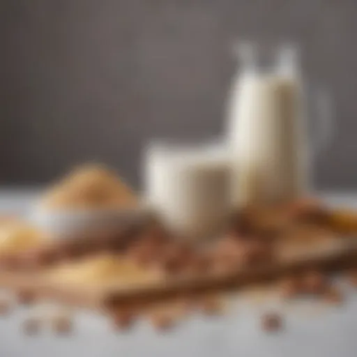 An elegant mylk maker surrounded by an assortment of nuts and grains