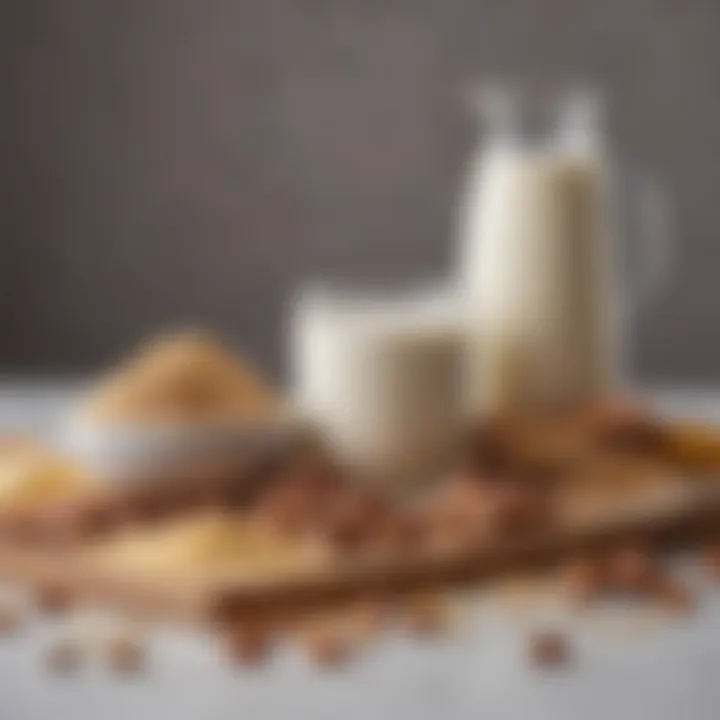 An elegant mylk maker surrounded by an assortment of nuts and grains