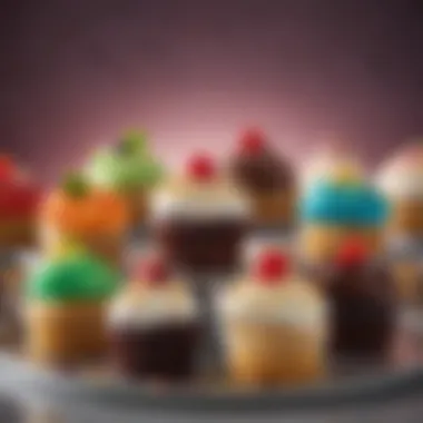 Creative Gourmet Combinations A creative array of gourmet cupcakes showcasing unique flavour combinations
