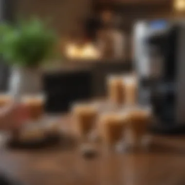 Stylish Gathering with Keurig Drinks A stylish gathering featuring guests enjoying Keurig mixed drinks