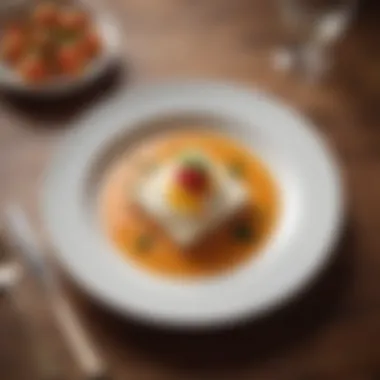 Elegant Presentation of a Pureed Meal A beautifully plated pureed dish highlighting the elegance of culinary presentation.