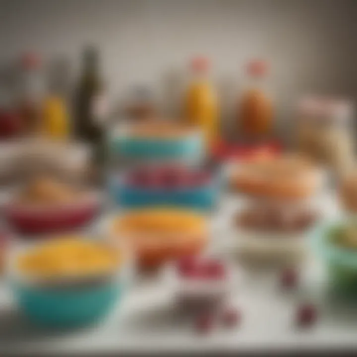 An array of food items stored in Tupperware Big Wonders Bowls