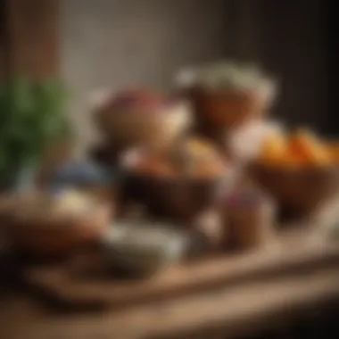 An elegant display of vintage nesting bowls arranged artistically on a wooden table.