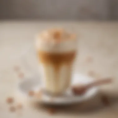 Coffee with Caramel Macchiato Creamer A rich cup of coffee topped with Caramel Macchiato Creamer