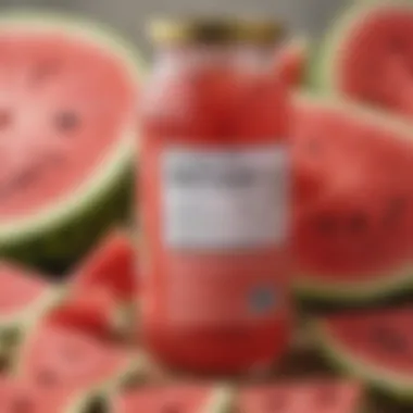 A close-up of nutritional information displayed on a watermelon tea label