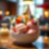 A vibrant bowl of whey-free ice cream with colorful toppings