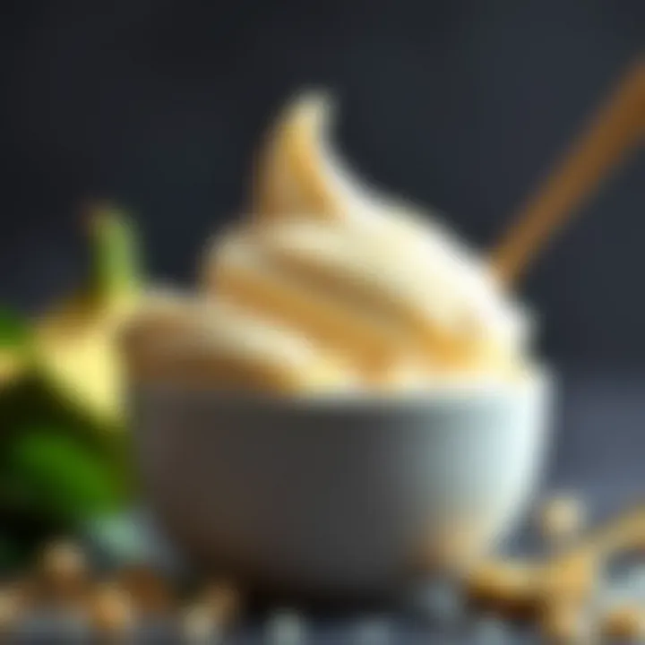 Indulgent Creamy Dairy-Free Scoop A close-up of a scoop of creamy, dairy-free ice cream