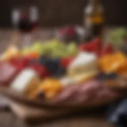 Elegant charcuterie board with assorted cheeses and fruits