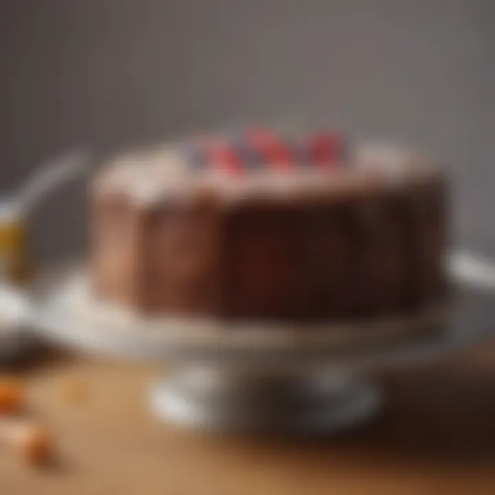 Elegant presentation of a perfectly baked cake in a Fat Daddio 8-inch pan.