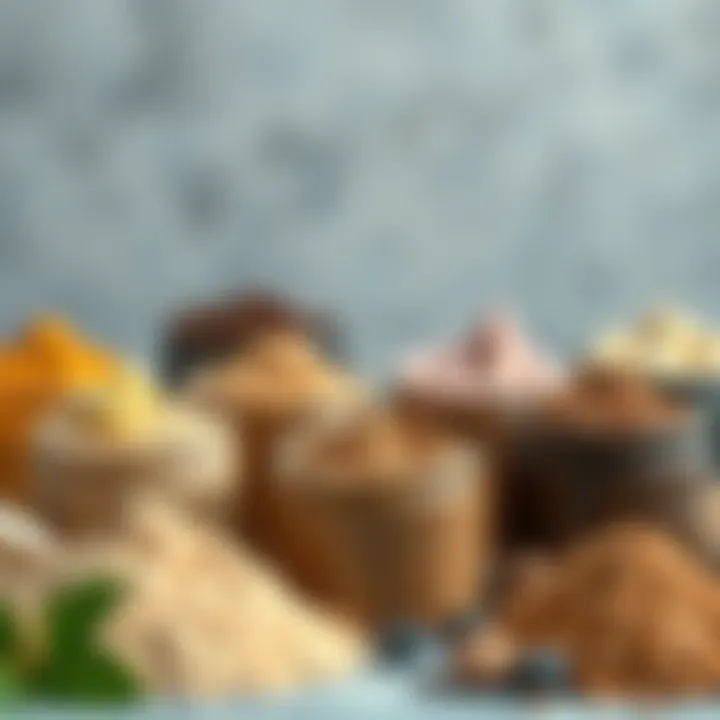 Diverse Flavor Profiles of Protein Powders Assorted protein powders in different flavors arranged aesthetically.