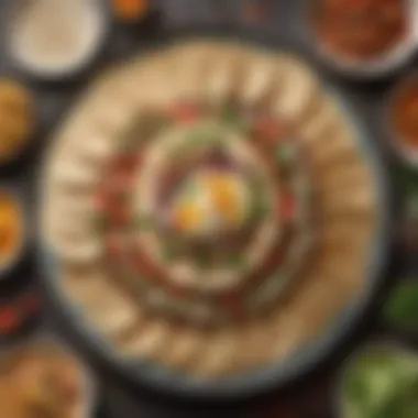 A beautifully arranged platter featuring various dishes made with flourless tortillas.