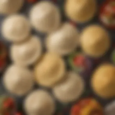 Diverse Flourless Tortillas A vibrant display of flourless tortillas showcasing their diverse forms and colors.