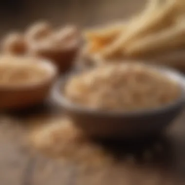 Whole grains displayed in a wholesome setting, emphasizing their nutritional value.