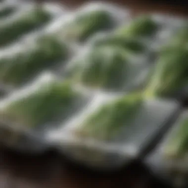 Frozen scallions in storage bags