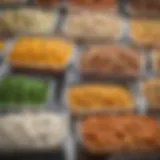 An assortment of frozen microwavable meals ready for consumption