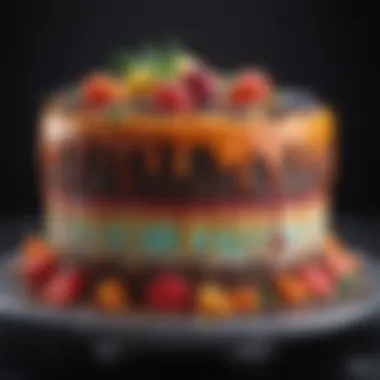 Artistic cake decorated with gel food coloring designs