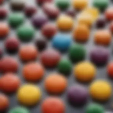 Diverse Culinary Applications of Gel Colorants A colorful palette showing different uses of gel food coloring
