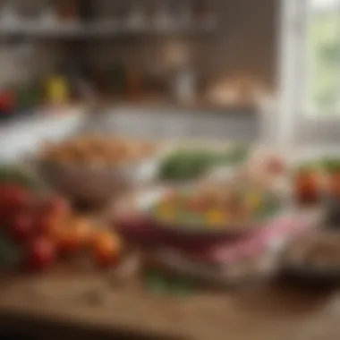 A serene kitchen setup with fresh ingredients laid out