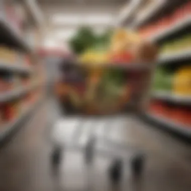 Shopping cart filled with groceries