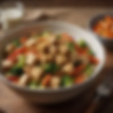 Vegetable Stir-Fry with Tofu A cozy bowl of vegetable stir-fry with tofu, illustrating a fulfilling vegetarian dinner choice.