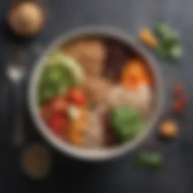 Nutrient-Packed Grain Bowl A wholesome grain bowl filled with assorted ingredients, topped with a sprinkle of seeds.
