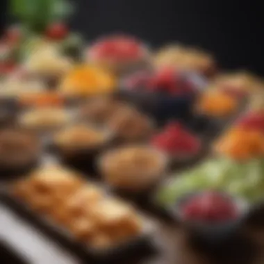 An assortment of healthy snacks elegantly displayed, showcasing variety and taste.