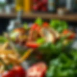 A vibrant salad bowl filled with fresh vegetables and lean protein