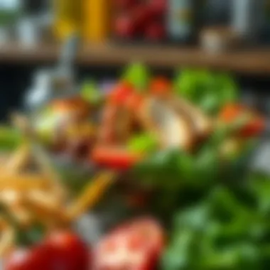 A vibrant salad bowl filled with fresh vegetables and lean protein