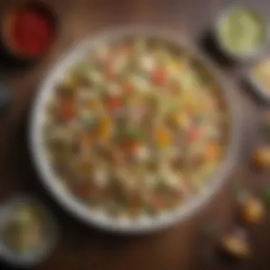 Colorful potato salad with vegetables