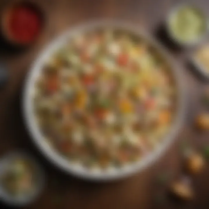 Colorful potato salad with vegetables
