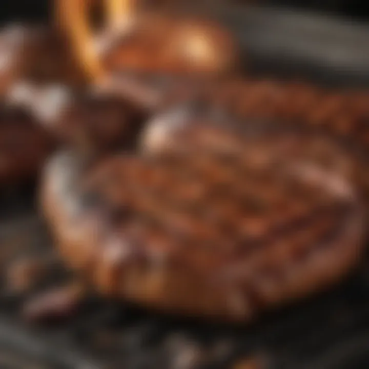 Smoky aroma wafting from grilled meats enhanced with hickory seasoning