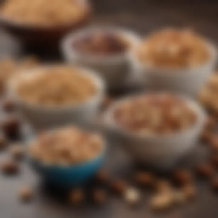 An array of nuts and seeds displayed in elegant bowls showcasing their diversity.