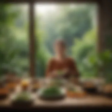 Embracing Plant-Based Living in Harmony with Nature A person enjoying a plant-based meal surrounded by greenery