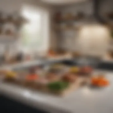 Well-Organized Kitchen for Meal Prep An organized kitchen workspace featuring fresh ingredients and utensils