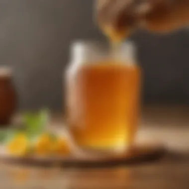 A modern wellness setup featuring honey and essential oils