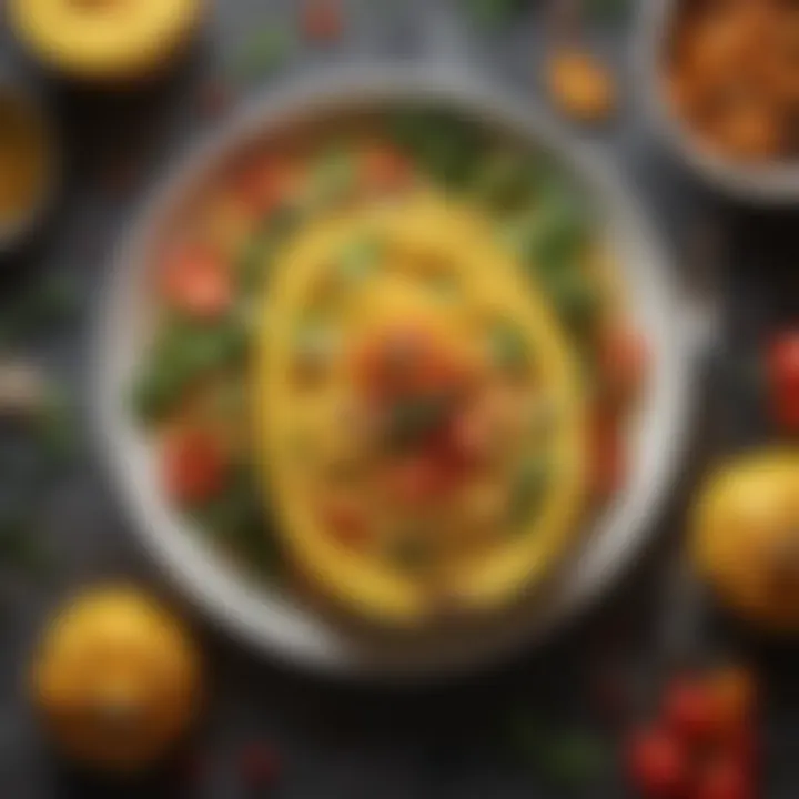 Roasted spaghetti squash served with a colorful vegetable medley