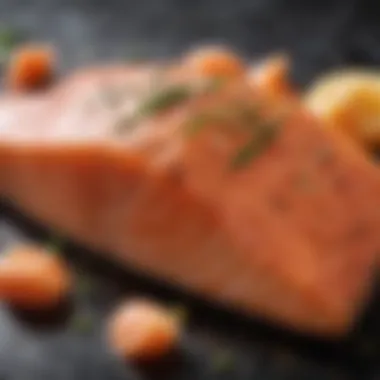 Brined Salmon Prepared for Grilling Freshly brined salmon ready for the grill