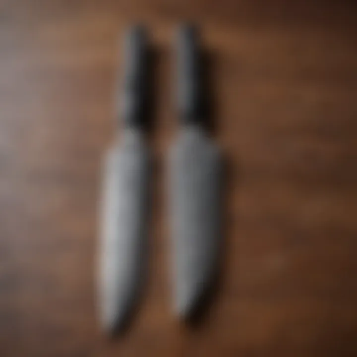 A close-up of knife materials showcasing stainless steel and high-carbon options