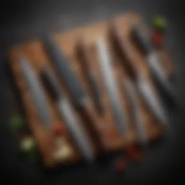 Variety of Kitchen Knives Different types of kitchen knives including chef's, paring, and serrated knives arranged artistically